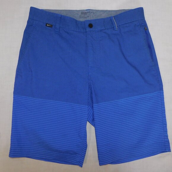 Nike Golf Modern Fit DriFit Mens 30 Blue Striped Flat Front Short - Picture 1 of 11